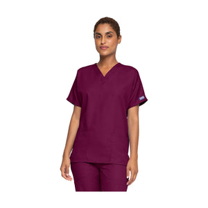 Guéthary - Tunique médicale - Col V - Manches courtes - Femme - Cherokee - Couleur 2 Cherokee Authentic Workwear  Bordeaux-XXXL