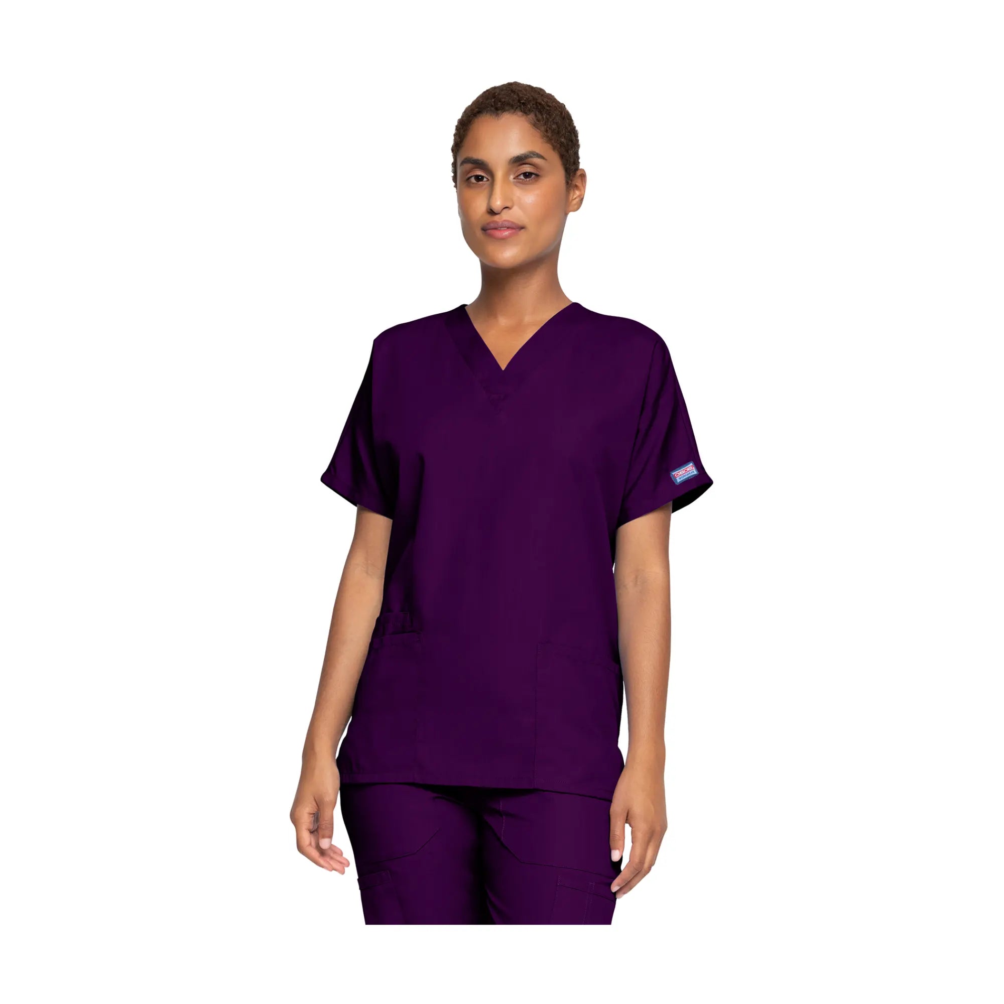 Guéthary - Tunique médicale - Col V - Manches courtes - Femme - Cherokee - Couleur 2 Cherokee Authentic Workwear  Aubergine-XXXL